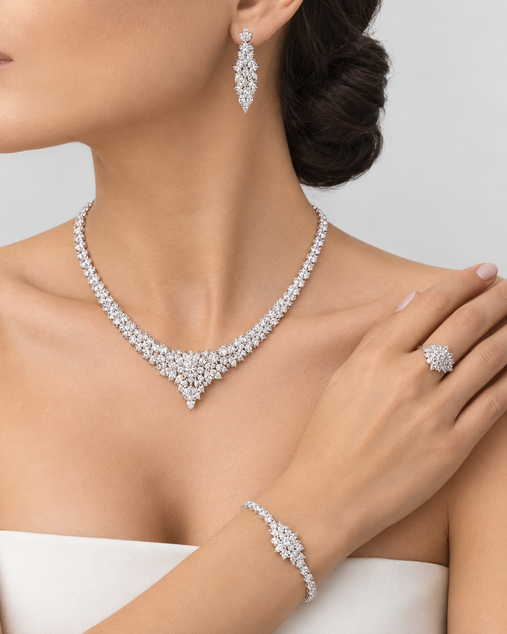 Set Eterna Novia | Collar, Pulsera, Aretes y Anillo