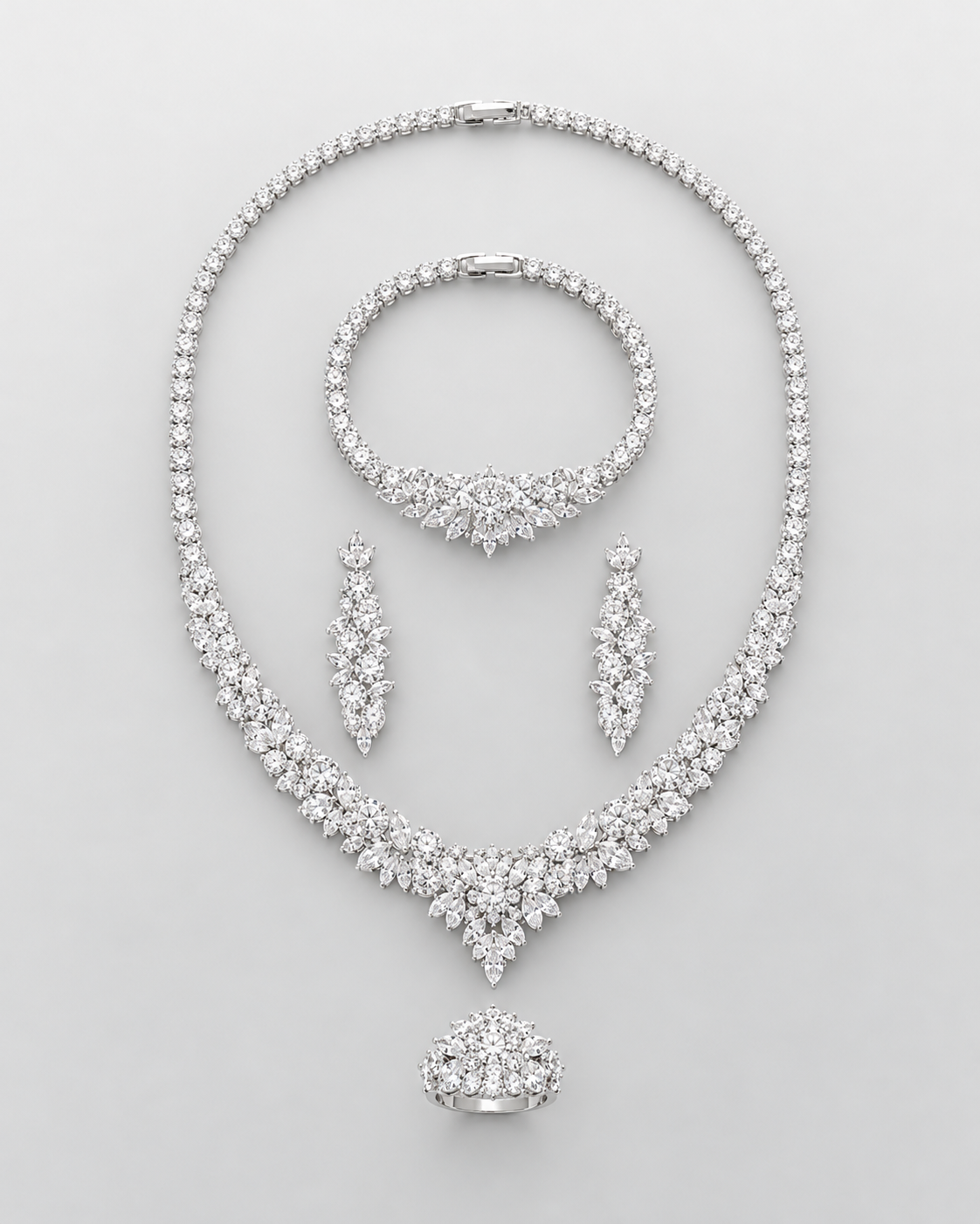 Set Eterna Novia | Collar, Pulsera, Aretes y Anillo
