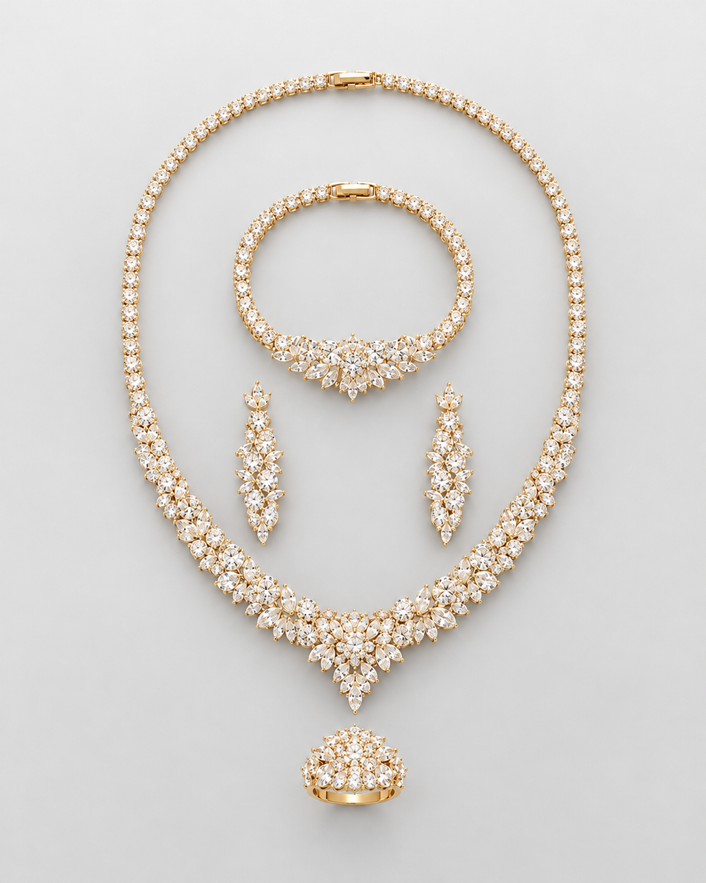 Set Eterna Novia | Collar, Pulsera, Aretes y Anillo