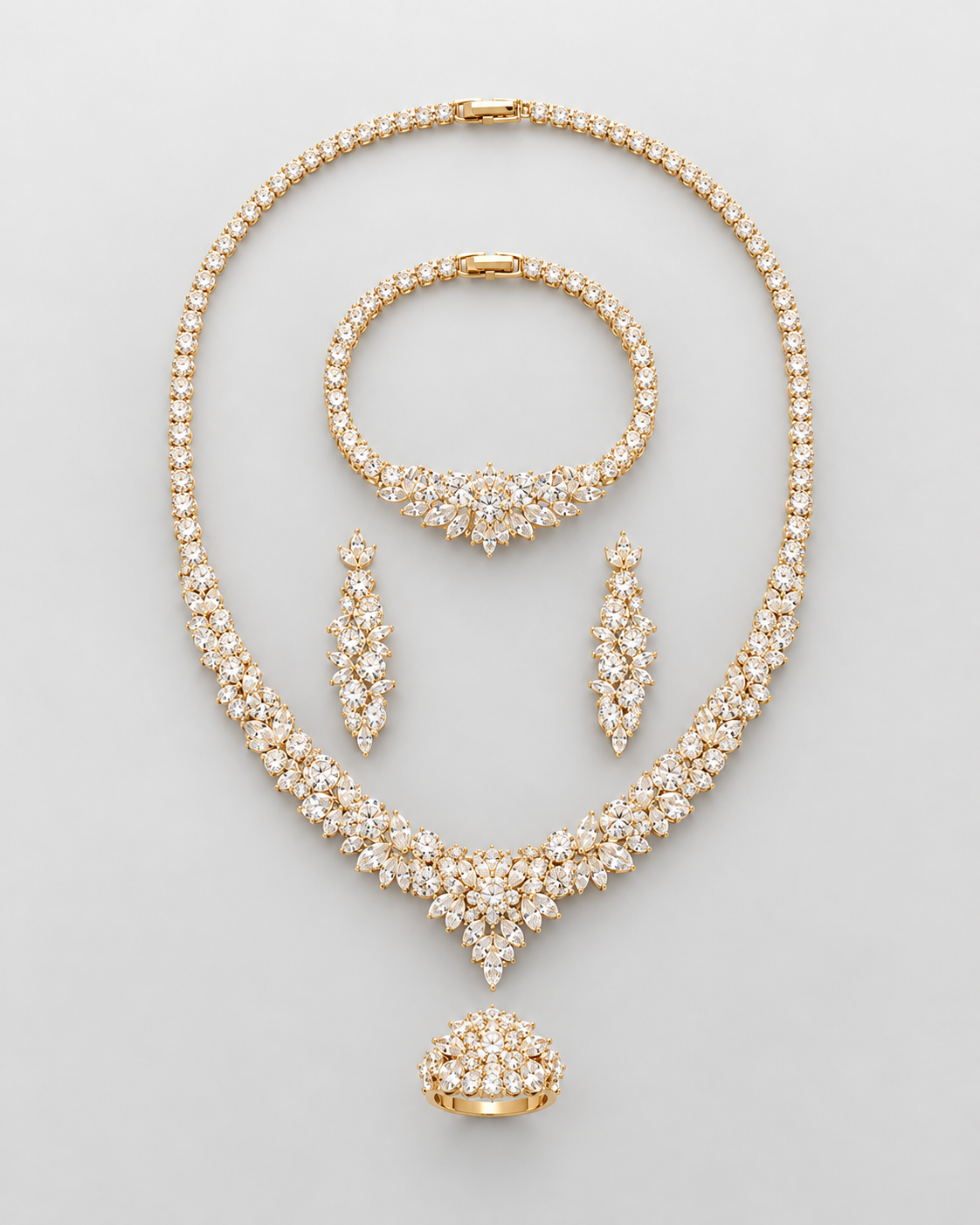 Set Eterna Novia | Collar, Pulsera, Aretes y Anillo