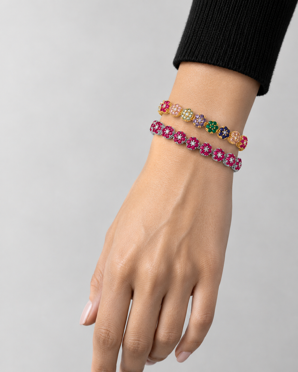 Pulsera Flora Multicolor y Pulsera Flora Fucsia | arhoi