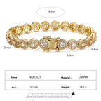 ZAKOL European And American Fashion Round AAA Zircon Bracelet Bangles Unisex Punk Style Hip-hop Jewelry