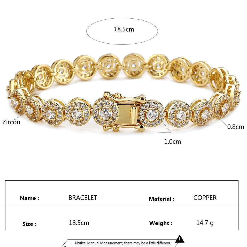 ZAKOL European And American Fashion Round AAA Zircon Bracelet Bangles Unisex Punk Style Hip-hop Jewelry