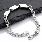 Cool Punk Stainless Steel Chain Bracelet for Men,21CM Silver Color Metal Chain Wristband,Hip Hop Jewelry Gift