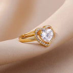 Wedding Aesthetic Jewelry Shiny Zircon Stars Men's And Women's Rings Alloy Dutan Gold Classic Ring Suitable For Men's And Women'