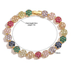 HECHENG, Flowers Colourful Zircon Necklace Bracelet ,Fine Jewelry Brass 18K Real Gold Plated Romantic Gift For Women