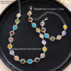 Korean Colorful Crystal Choker Necklace Bracelet for Women Sparkly Rhinestone Clavicle Chain Bracelet Fashion Jewelry Set