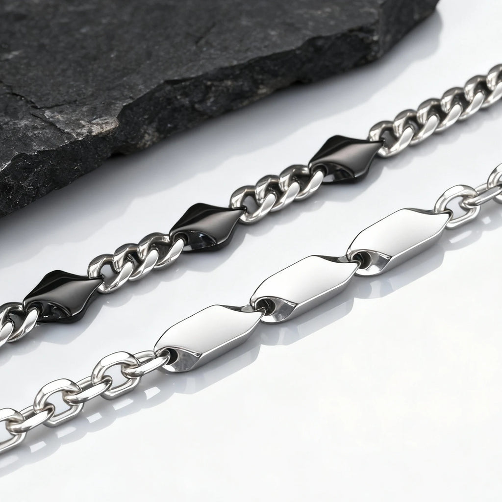 Cool Punk Stainless Steel Chain Bracelet for Men,21CM Silver Color Metal Chain Wristband,Hip Hop Jewelry Gift