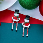 Creative Christmas Snowman Drop Earrings For Women Cute Enamel Gingerbread Man Candy Cane Dangle Earring New Year Jewelry Gift