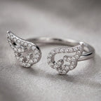 Silver Color Angel Wings Ring Adjustable Micro Pave Zircon Joint Rings For Women Fashion Opening Rings Jewelry Female Lover Gift