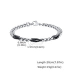 Cool Punk Stainless Steel Chain Bracelet for Men,21CM Silver Color Metal Chain Wristband,Hip Hop Jewelry Gift