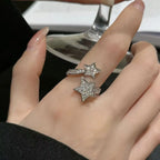 Wedding Aesthetic Jewelry Shiny Zircon Stars Men's And Women's Rings Alloy Dutan Gold Classic Ring Suitable For Men's And Women'