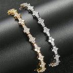 Round Stone Star Cubic Zirconia Bracelet Hip-Hop Jewelry For Men Shiny Elegant Fashion Accessory Classic  Gift For Birthday