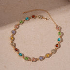 DREJEW Geometric Colorful Crystal Choker Necklaces for Women Clavicle Chain Necklaces Jewelry Bijoux for Party Gift Accessories