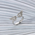 Silver Color Angel Wings Ring Adjustable Micro Pave Zircon Joint Rings For Women Fashion Opening Rings Jewelry Female Lover Gift